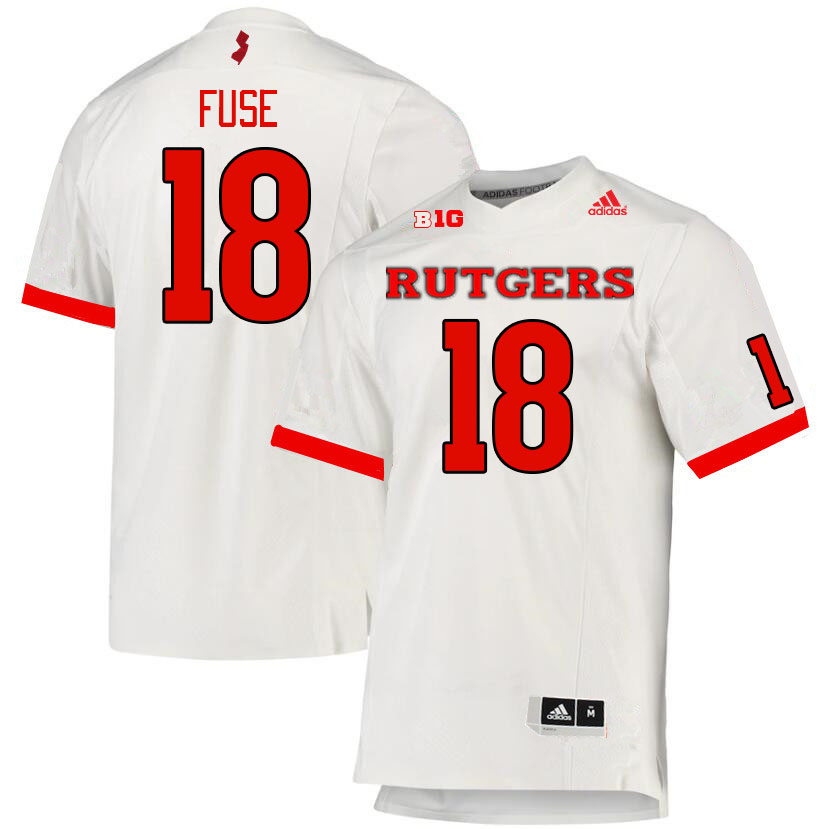 Men #18 Davoun Fuse Rutgers Scarlet Knights College Football Jerseys Stitched Sale-White - Click Image to Close